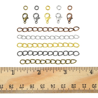 100Pcs 5 Color Iron Ends with Twist Chains DIY-FS0003-54-1