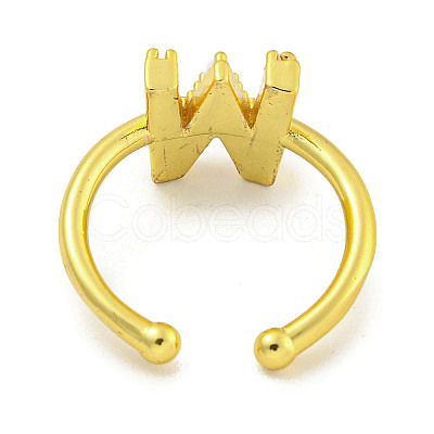 Rack Plating Brass Open Cuff Rings for Women RJEW-F162-01G-W-1