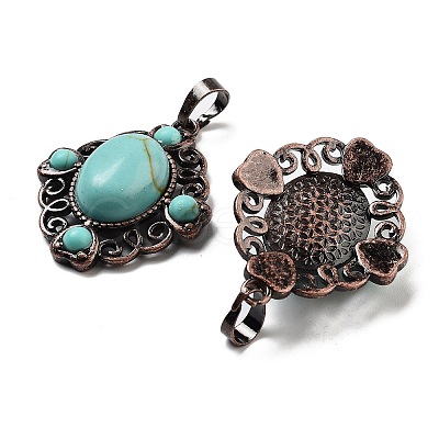 Synthetic Turquoise Rhombus Pendants G-K363-02R-18-1