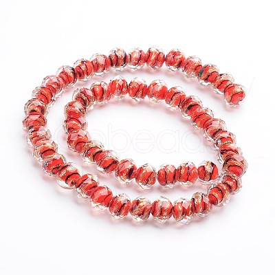 Handmade Gold Sand Lampwork Rondelle Beads Strands LAMP-I010-C-03-1