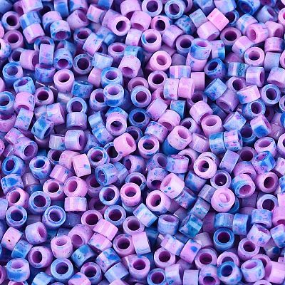 Opaque Picasso Cylinder Glass Beads SEED-Q039-06A-06-1