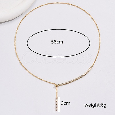 Brass Micro Pave Clear Cubic Zirconia Y-shaped Necklaces for Women DA0945-1
