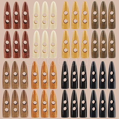 64Pcs 8 Colors 2-Hole Wood Buttons WOOD-GF0002-35B-1