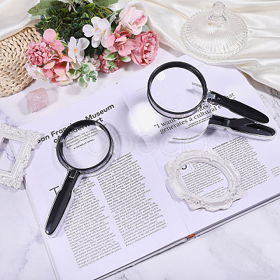 Round Acrylic Portable Clip-On Magnifying Glass AJEW-WH0673-22-1