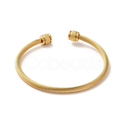 Ion Plating(IP) 304 Stainless Steel Cuff Bangles BJEW-P310-01G-1