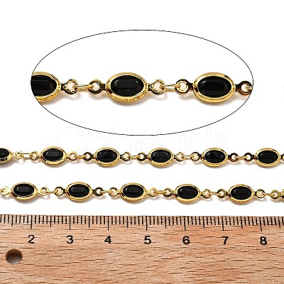 Brass Glass Oval Link Chains CHC-R001-02G-03-1