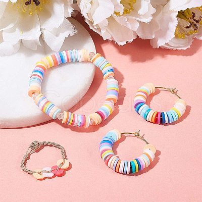 Flat Round Handmade Polymer Clay Bead Spacers CLAY-R067-4.0mm-37-1
