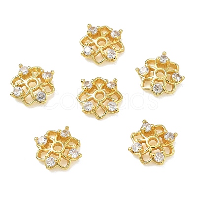 Brass Micro Pave Cubic Zirconia Bead Caps CU-CBAE9B1-09G-1