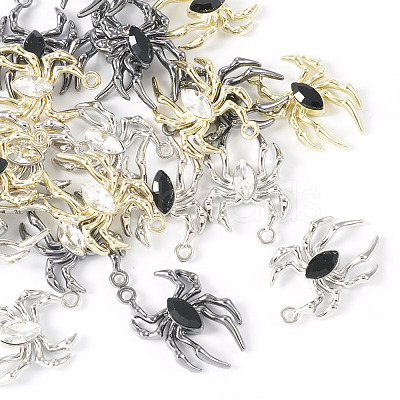 24Pcs 6 Color Glass Spider Pendant FIND-TA0003-07-1