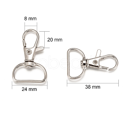 Zinc Alloy Swivel D Rings Lobster Claw Clasps E341-8-1