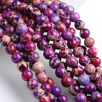 Dyed & Heated Natural Imperial Jasper Round Bead Strands X-G-M274-03-8mm-1