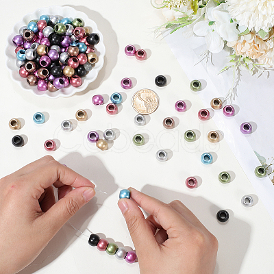 300Pcs Matte Rondelle Spray Painted Acrylic European Beads OACR-PA0001-74-1