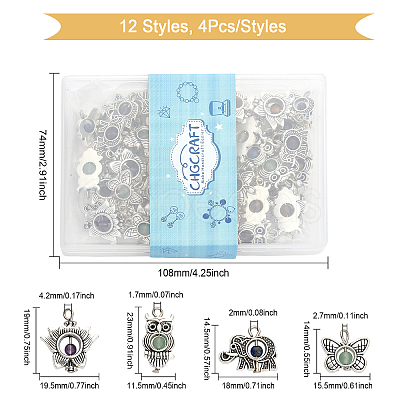 64Pcs 4 Styles Natural Mixed Stone Pendants FIND-CA0006-48-1