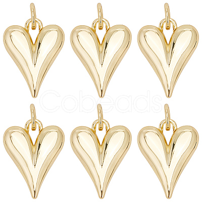 10Pcs Brass Heart Charms KK-BBC0021-64-1