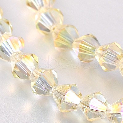 Electroplate Faceted Bicone Glass Beads Strands X-EGLA-P017-4mm-14-1