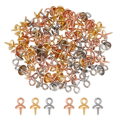 90Pcs 3 Styles 304 Stainless Steel Cup Pearl Peg Bails Pin Pendants STAS-ME0002-96-1
