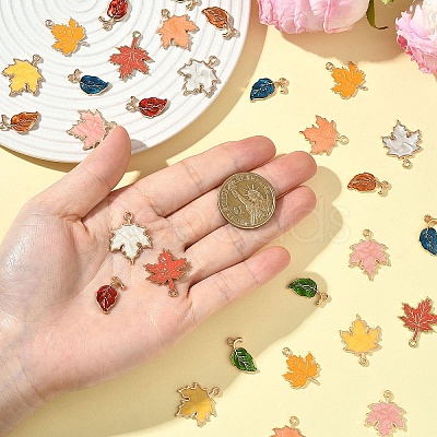 30Pcs 10 Styles Autumn Theme Zinc Alloy Pendants ENAM-YW0006-94-1