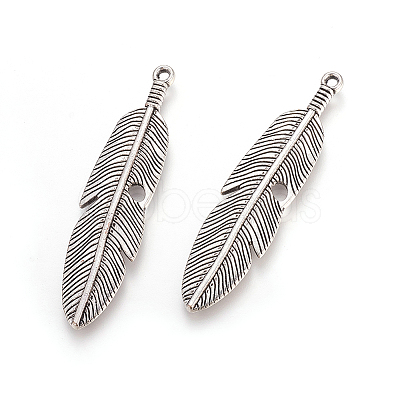Tibetan Style Alloy Feather Big Pendants LS-TIBEP-A12720-AS-NR-1