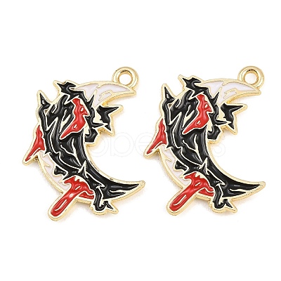 Alloy with Black Enamel Pendants AL-CBA2919-02G-10-1
