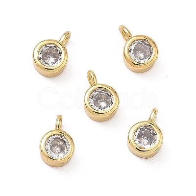 Brass Micro Pave Clear Cubic Zirconia Charms KK-D289-48B-G-1