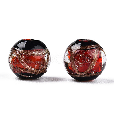Handmade Gold Sand Lampwork Beads LAMP-T019-14mm-03-1