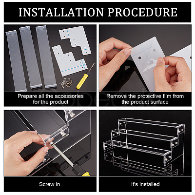 3-Tier Assembled Transparent Acrylic Minifigure Display Risers ODIS-WH0002-50B-1