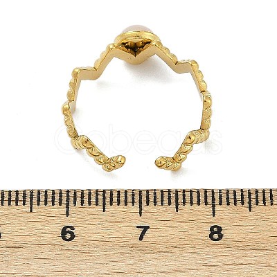316 Stainless Steel with Natural Mixed Gemstone Cuff Rings RJEW-Z098-01G-03-1
