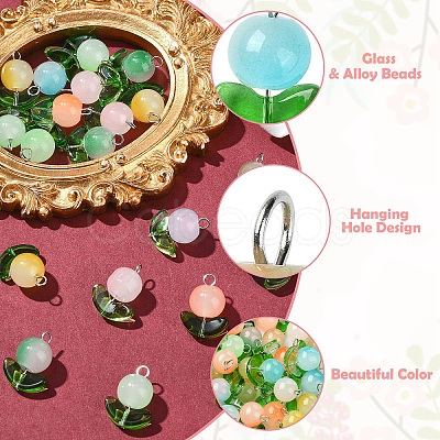 80Pcs 8 Colors Imitation Jelly Glass Beads Pendants PALLOY-CJ00082-1