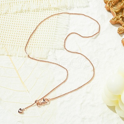 1mm Rack Plating Brass Box Chain Adjustable Slider Necklaces for Women Men MAK-L044-08RG-1