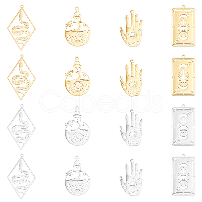 DICOSMETIC 16Pcs 8 Style 201 Stainless Steel Pendants STAS-DC0010-09-1