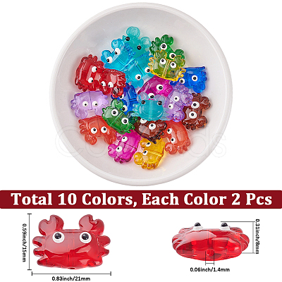 20Pcs 10 Colors Glass Enamel Beads LAMP-PA0001-44D-1