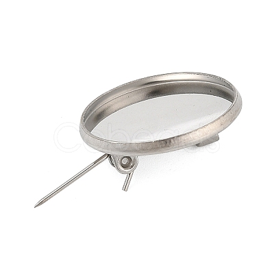 304 Stainless Steel Brooch Cabochon Settings X-STAS-E547-08D-P-1