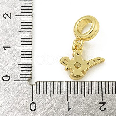 Rack Plating Brass Pave Clear & Light Yellow Cubic Zirconia Kettle European Dangle Charms KK-Z067-59G-1