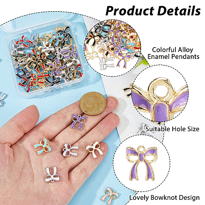 72Pcs 12 Colors Alloy Enamel Pendants ENAM-HS0001-06-1