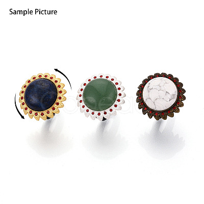 Adjustable Alloy & Iron & Rhinestone Bezel Cup Ring Base with Rotatable Tray MAK-T012-15AB-1
