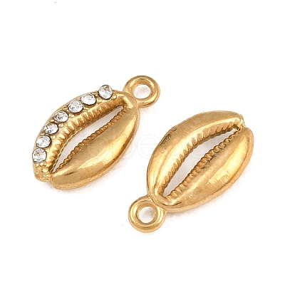 304 Stainless Steel with Crystal Rhinestone Charms RB-CBABFDA-11E-G-1