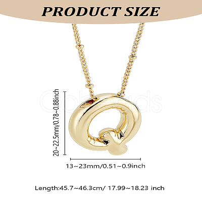 1pc Brass Chain with Alloy Letter Pendants Necklaces NJEW-LP0001-41Q-G-1