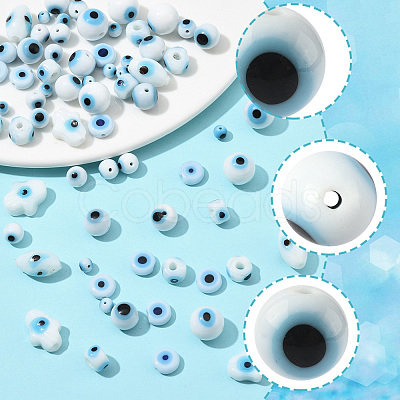 80Pcs 8 Styles Handmade Lampwork Evil Eye Beads LAMP-FS0001-38A-1