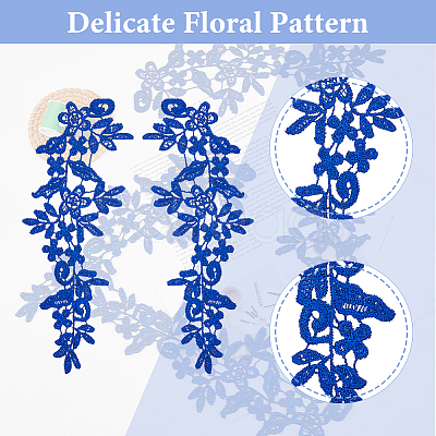 Flower Polyester Embroidery Lace Ornament Accessories PATC-WH0005-53B-1