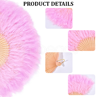 Plastic & Feather Folding Fan AJEW-WH20130-171B-1