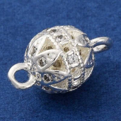 Brass Micro Pave Clear Cubic Zirconia Connector Charms KK-A230-06F-S-1