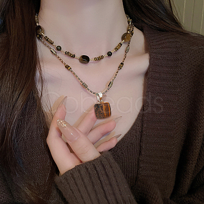 20Pcs Natural Tiger Eye Pendants G-BBC0001-50C-1