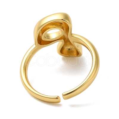 Initials Brass Open Cuff Ring for Women RJEW-N046-02P-G-1