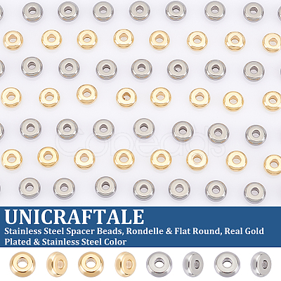 Unicraftale 100Pcs 2 Style 304 Stainless Steel Spacer Beads STAS-UN0053-78-1