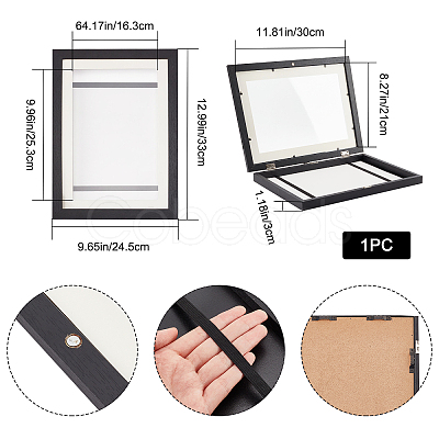 Wooden Oil Painting Storage Box Kids Flip Cover Photo Frame FIND-WH0136-75-1