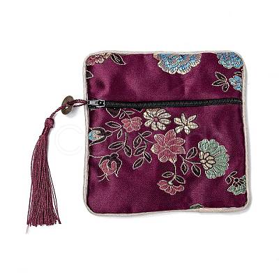 Chinese Brocade Tassel Zipper Jewelry Bag Gift Pouch LS-ABAG-F005-06-1