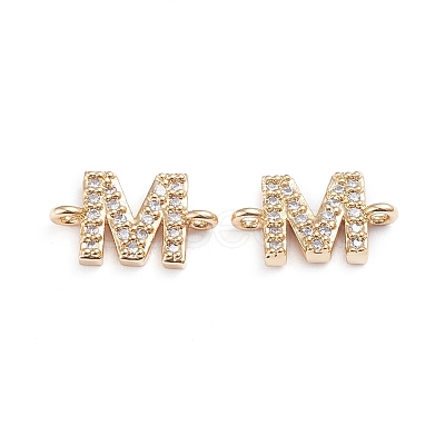 Brass Micro Pave Cubic Zirconia Letter Links X-ZIRC-I042-16G-M-1
