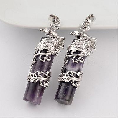 Column Natural Amethyst Pendants G-E332-D07-1