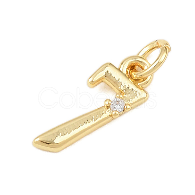Brass Micro Pave Clear Cubic Zirconia Charms KK-P339-27G-07-1