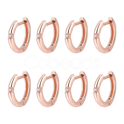 Nbeads 4 Pairs Clear Cubic Zirconia Hoop Earring EJEW-NB0001-11RG-1